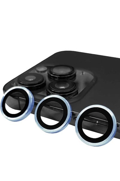 Mey İthalat®   iPhone 13 Pro Max Raze Metal Kamera Lens - Mavi