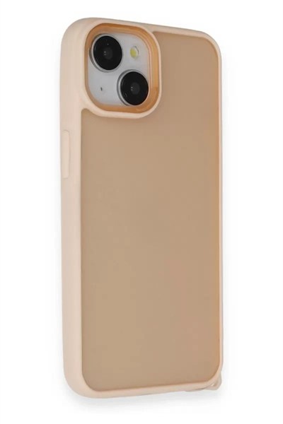 Mey İthalat®   iPhone 14 Kılıf Elegant Kapak - Pudra