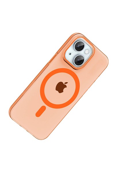 Mey İthalat®   iPhone 14 PC Blank Magsafe Kapak - Turuncu