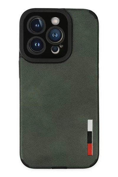 Mey İthalat®   iPhone 14 Pro Max Kılıf Loop Deri Silikon - Yeşil