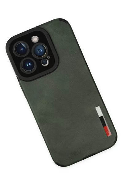 Mey İthalat®   iPhone 14 Pro Max Kılıf Loop Deri Silikon - Yeşil