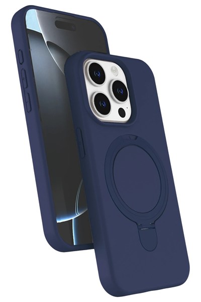 Mey İthalat®   iPhone 14 Pro Max Regal Magsafe Standlı Kapak - Lacivert