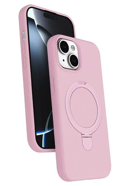 Mey İthalat®   iPhone 14 Regal Magsafe Standlı Kapak - Açık Pembe