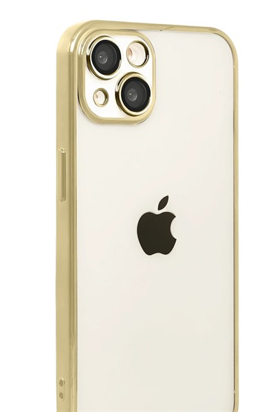 Mey İthalat®   iPhone 15  Lensli Silikon - Gold