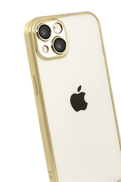 Mey İthalat®   iPhone 15  Lensli Silikon - Gold
