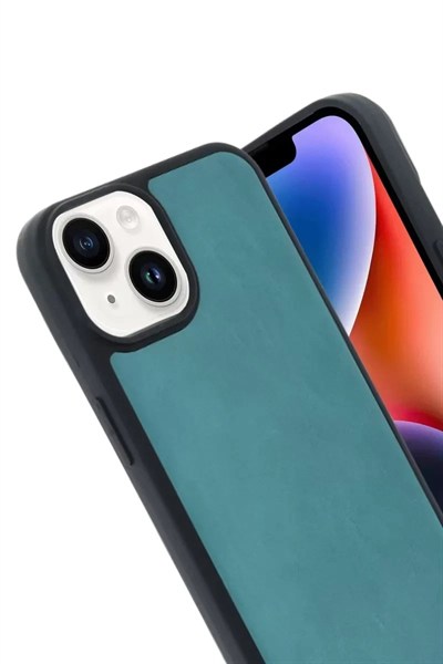 Mey İthalat®   iPhone 15 Kılıf Aras Deri Kapak - Açık Yeşil