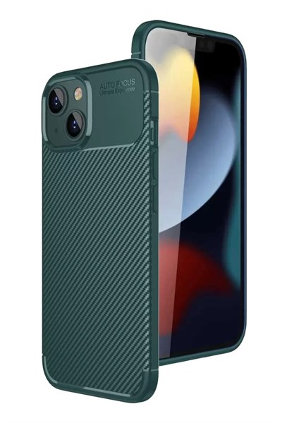 Mey İthalat®   iPhone 15 Kılıf Auto Focus Karbon Kapak - Yeşil