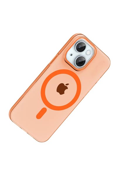 Mey İthalat®   iPhone 15 PC Blank Magsafe Kapak - Turuncu