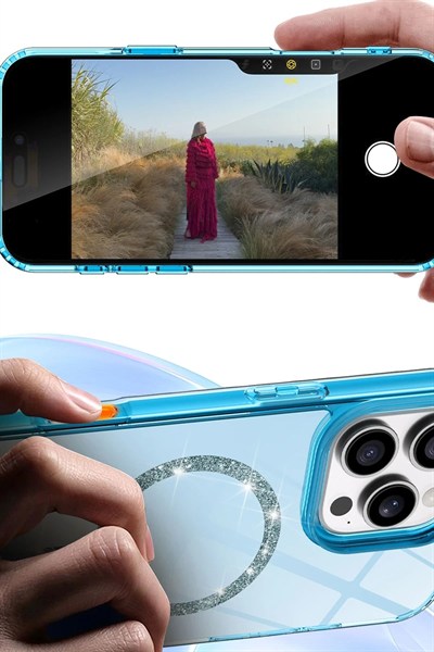 Mey İthalat®   iPhone 15 Plus Live Diamond Magsafe Kapak - Siyah
