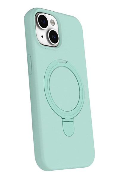Mey İthalat®   iPhone 15 Plus Regal Magsafe Standlı Kapak - Su Yeşili