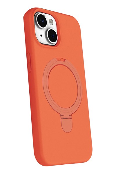 Mey İthalat®   iPhone 15 Plus Regal Magsafe Standlı Kapak - Turuncu