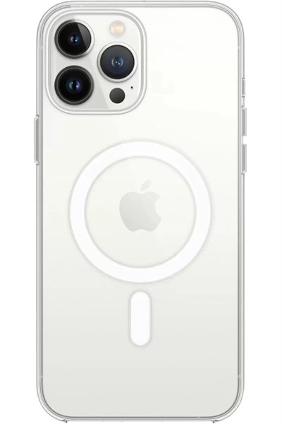 Mey İthalat®   iPhone 15 Pro Kılıf Magneticsafe Şeffaf Silikon - Şeffaf