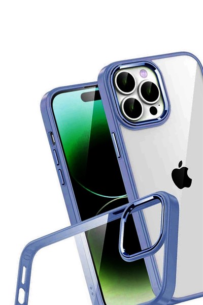 Mey İthalat®   iPhone 15 Pro Max  Lensli Silikon - Lacivert