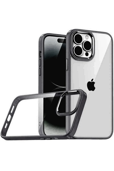 Mey İthalat®   iPhone 15 Pro Max  Lensli Silikon - Siyah