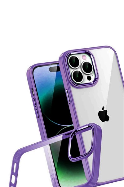 Mey İthalat®   iPhone 15 Pro Max  Lensli Silikon - Mor