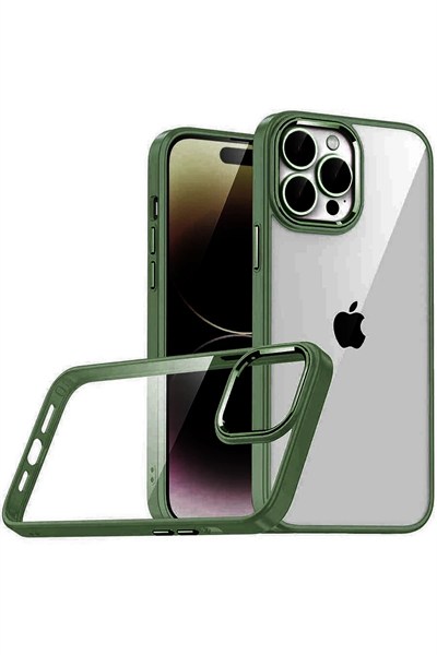 Mey İthalat®   iPhone 15 Pro Max  Lensli Silikon - Yeşil