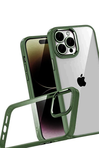 Mey İthalat®   iPhone 15 Pro Max  Lensli Silikon - Yeşil