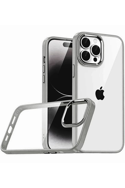 Mey İthalat®   iPhone 15 Pro Max  Lensli Silikon - Titan Gri