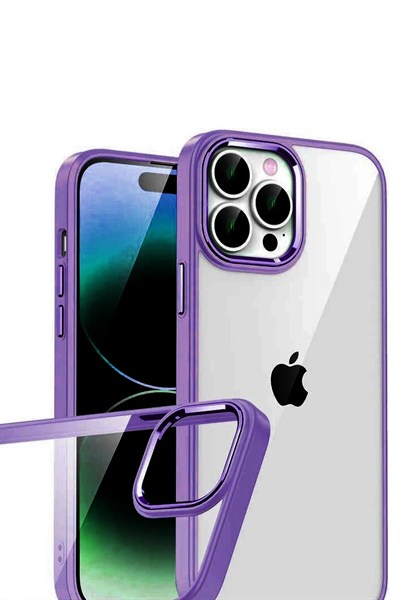 Mey İthalat®   iPhone 15 Pro Max  Lensli Silikon - Mor