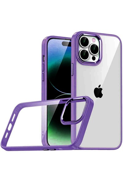 Mey İthalat®   iPhone 15 Pro Max  Lensli Silikon - Mor