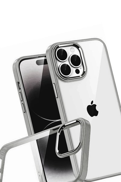 Mey İthalat®   iPhone 15 Pro Max  Lensli Silikon - Titan Gri