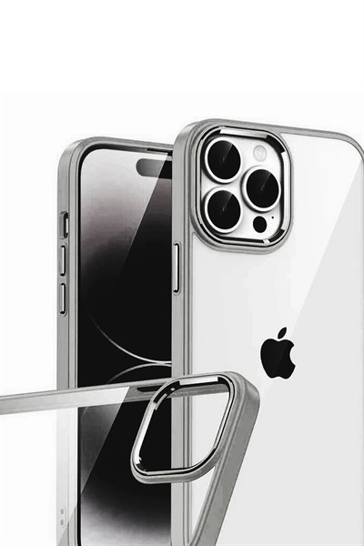 Mey İthalat®   iPhone 15 Pro Max  Lensli Silikon - Titan Gri