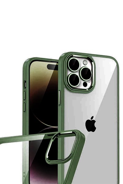 Mey İthalat®   iPhone 15 Pro Max  Lensli Silikon - Yeşil