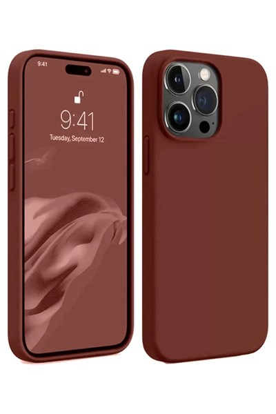 Mey İthalat®   iPhone 15 Pro Max Kılıf First Silikon - Bordo