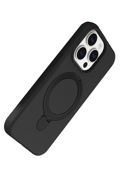 Mey İthalat®   iPhone 15 Pro Max Regal Magsafe Standlı Kapak - Siyah