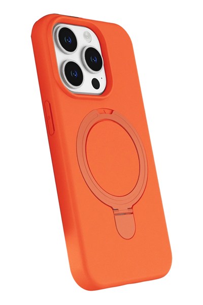 Mey İthalat®   iPhone 15 Pro Max Regal Magsafe Standlı Kapak - Turuncu