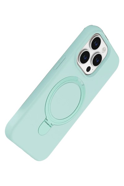 Mey İthalat®   iPhone 15 Pro Max Regal Magsafe Standlı Kapak - Su Yeşili