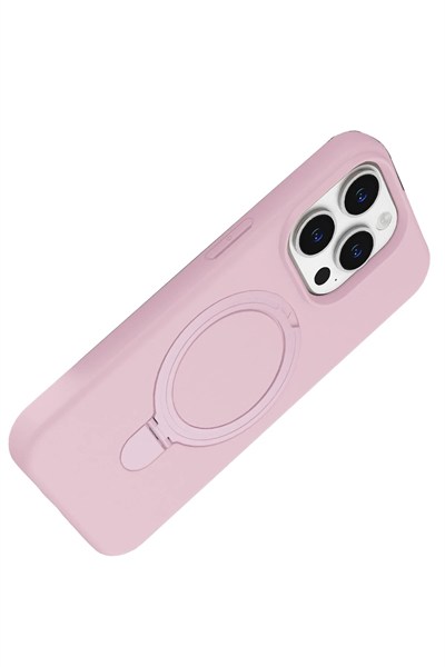 Mey İthalat®   iPhone 15 Pro Max Regal Magsafe Standlı Kapak - Açık Pembe