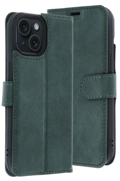Mey İthalat®   iPhone 15 Trend S Plus Kapaklı Kılıf - Yeşil
