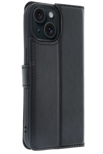 Mey İthalat®   iPhone 15 Trend S Plus Kapaklı Kılıf - Siyah
