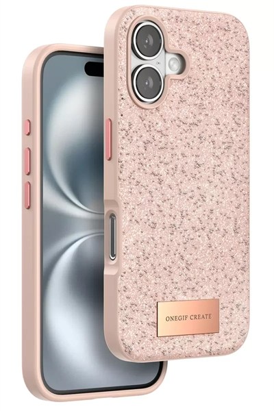 Mey İthalat®   iPhone 16 Bright Simli Kapak - Pembe