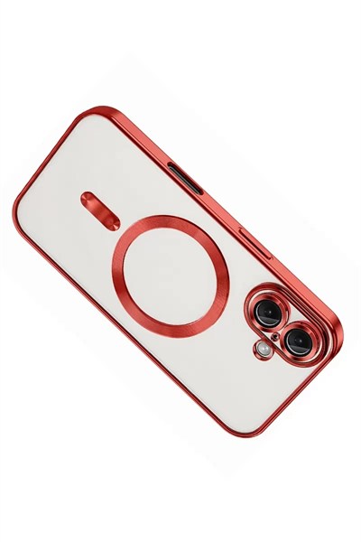 Mey İthalat®   iPhone 16 Kılıf Kross Magneticsafe Kapak - Kırmızı