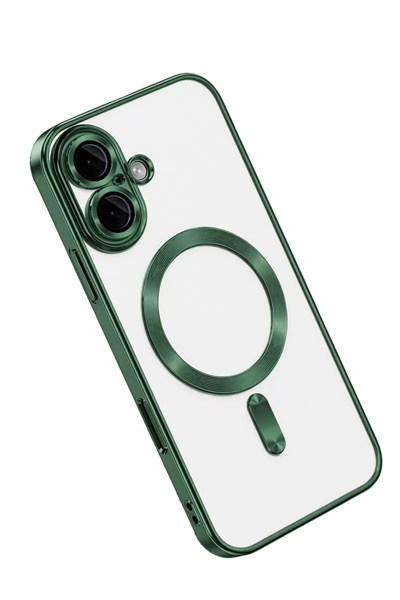 Mey İthalat®   iPhone 16 Kılıf Kross Magneticsafe Kapak - Koyu Yeşil