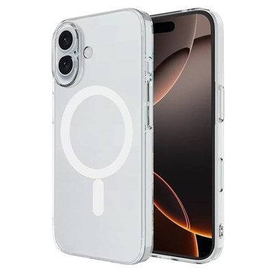 Mey İthalat®   iPhone 16 Kılıf Magneticsafe Şeffaf Silikon - Şeffaf
