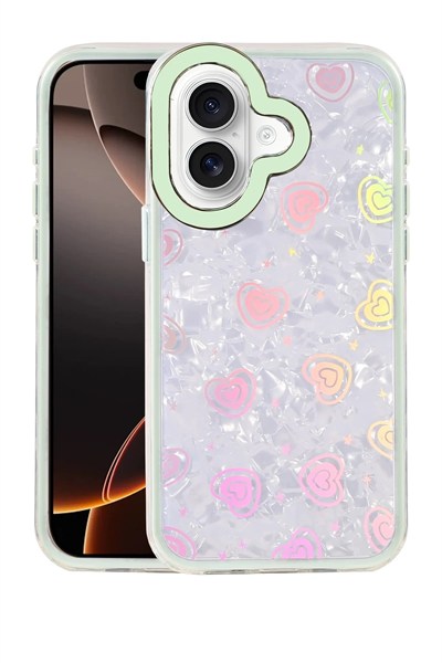 Mey İthalat®   iPhone 16 Lumi Desenli Kapak - Yeşil