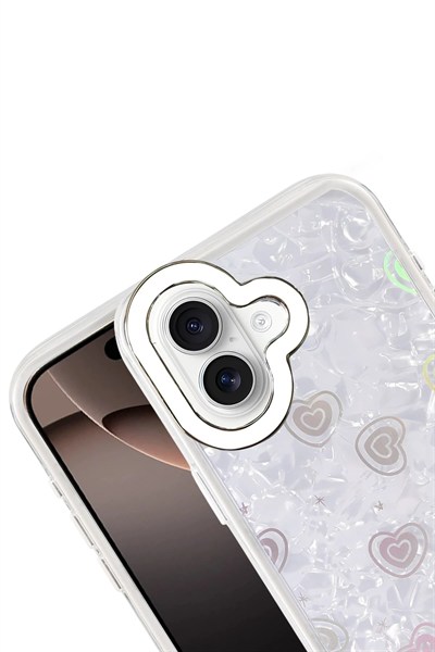 Mey İthalat®   iPhone 16 Lumi Desenli Kapak - Beyaz