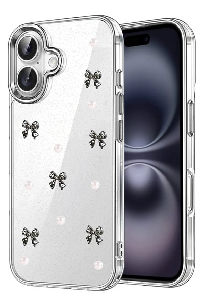 Mey İthalat®   iPhone 16 Plus Fiyonk Desenli Kapak - Desen 8