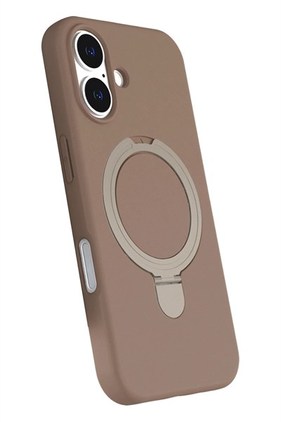 Mey İthalat®   iPhone 16 Plus Regal Magsafe Standlı Kapak - Çöl Titanyum