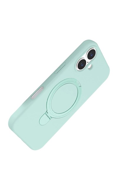 Mey İthalat®   iPhone 16 Plus Regal Magsafe Standlı Kapak - Su Yeşili