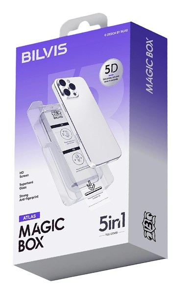 Mey İthalat®   iPhone 16 Pro Bilvis 5in1 3D Magic Cam Ekran Koruyucu - Siyah