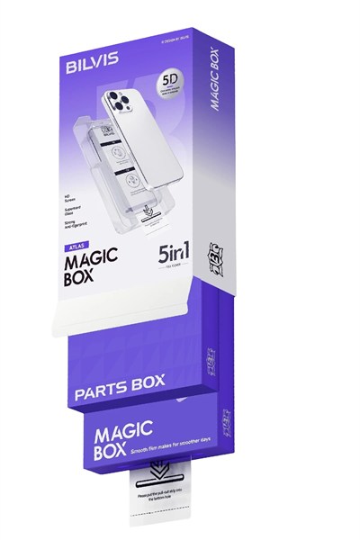 Mey İthalat®   iPhone 16 Pro Bilvis 5in1 3D Magic Cam Ekran Koruyucu - Siyah