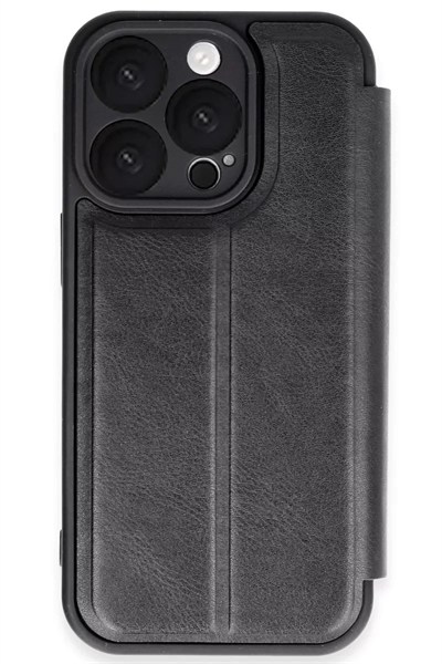Mey İthalat®   iPhone 16 Pro Max Kılıf Flip Cover - Siyah
