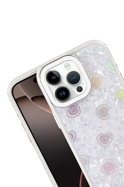Mey İthalat®   iPhone 16 Pro Max Lumi Desenli Kapak - Beyaz