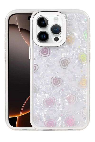 Mey İthalat®   iPhone 16 Pro Max Lumi Desenli Kapak - Beyaz