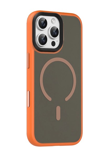 Mey İthalat®   iPhone 16 Pro Max Megane Magsafe Kapak - Turuncu