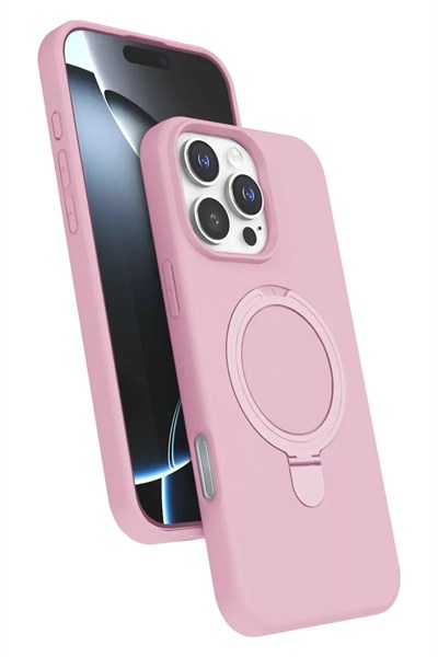 Mey İthalat®   iPhone 16 Pro Max Regal Magsafe Standlı Kapak - Açık Pembe